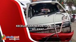 Angkot Terguling, Balita Digendong Ibunya Selamat dalam Kecelakaan Beruntun di Madina