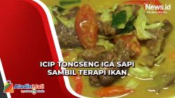 Asyiknya Makan Tongseng Sapi di Tengah Kolam Sambil Terapi Ikan