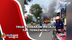 Truk Terbakar Melaju Tak Terkendali di Banyuwangi
