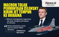 Infografis Macron Tolak Permintaan Zelensky Kirim Jet Tempur ke Ukraina