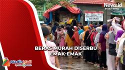 Emak-Emak di Cirebon Serbu Operasi Pasar Beras Murah yang Digelar Bulog<