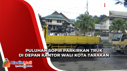 Sulit Dapat Bio Solar, Puluhan Sopir Parkirkan Truk di Depan Kantor Wali Kota Tarakan