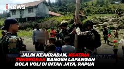Jalin Keakraban, Ksatria Tengkorak Bangun Lapangan Bola Voli di Intan Jaya, Papua 