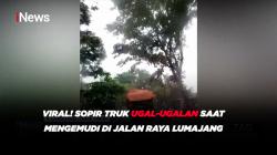 Viral! Sopir Truk Ugal-ugalan saat Mengemudi di Jalan Raya Lumajang 