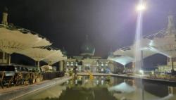 Mirip di Masjid Nabawi, 6 Payung Elektrik Terpasang di Masjid Raya An-Nur Pekanbaru<