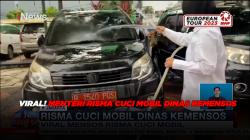 VIRAL! Menteri Risma Cuci Mobil Dinas Kemensos