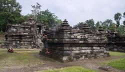 Pembersihan Candi Kedulan dari Lumut