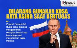 Infografis Pejabat Rusia Bakal Dilarang Gunakan Kosa Kata Asing