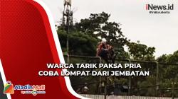 Detik-Detik Warga Tarik Paksa Pria Coba Lompat dari Jembatan di Ruas Tol JORR Kampung Rambutan