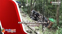 Truk Kontainer Terguling ke Jurang di Maros