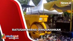 Satpol PP dan Satpolkar Kendal Musnahkan Ribuan Botol Miras dan Oplosan Jelang Ramadan
