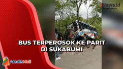 Gagal Menanjak, Bus Terperosok ke Parit di Sukabumi