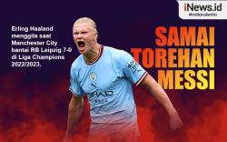 Infografis Erling Haaland Samai Torehan Lionel Messi usai Cetak 5 Gol Lawan RB Leipzig