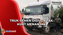 Truk Semen Terguling di Tanjakan Randugunting Semarang, Timpa 2 Kendaraan
