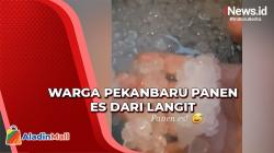 Heboh! Ratusan Es Batu Sebesar Biji Kurma Berjatuhan dari Langit di Kota Pekanbaru