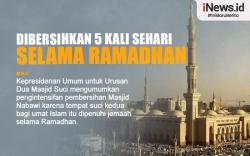 Infografis Masjid Nabawi Dibersihkan 5 Kali Sehari