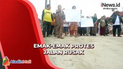 Emak-Emak di Asahan Bawa Panci dan Poster Turun ke Jalan Protes Jalan Rusak