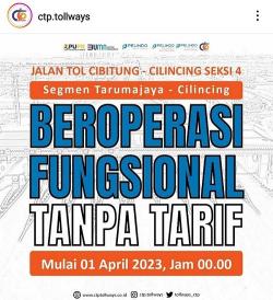 Gratis, Tol Cibitung-Cilincing Seksi 4 Beroperasi Mulai Hari Ini   