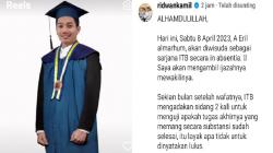 Almarhum Eril Diwisuda In Absentia di ITB, Raih Gelar Sarjana Teknik Mesin   <