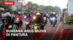 Mudik Lebaran, Arus Mudik di Pantura Cirebon Tampak Dipadati Sepeda Motor<