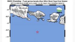 Gempa Terkini M4,5 Guncang Kuta Selatan, Getaran Terasa hingga Mataram<