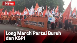 Massa Partai Buruh dan KSPI Lakukan Long March dalam Peringatan Hari Buruh