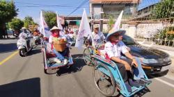 Kompak, Puluhan Bacaleg Partai Perindo Madiun Daftarkan diri ke KPU Naik 16 Becak