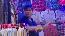 Pedagang Baju Bekas di Gedebage Bandung yang Ancam Pembeli Pakai Pisau Tertangkap<