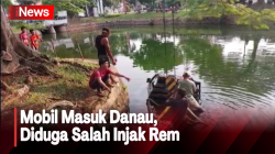  Pengemudi Belum Mahir, Mobil Bak Terbuka Terjun ke Danau di Perumahan Graha Bintaro