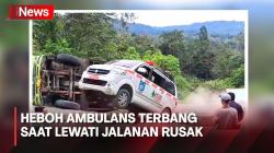 Detik-Detik Ambulans Terbang saat Lewati Jalanan Rusak di Tapanuli Selatan