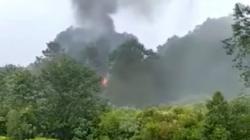 Helikopter Latih Jatuh di Perkebunan Teh Ciwidey Bandung<