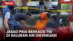 Polres Parepare Evakuasi Jasad Pria Berkaos TNI di Saluran Air