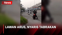 Nyaris Tabrakan, Puluhan Pemotor Nekat Lawan Arus di Kalimalang