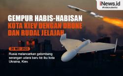 Infografis Rusia Gempur Kota Kiev dengan Puluhan Drone dan Rudal Jelajah