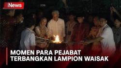 Kompak! Ganjar Pranowo, Erick Thohir, Sandiga Uno hingga Yaqut Cholil Terbangkan Lampion Waisak di Candi Borobudur