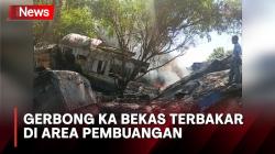 Gerbong KA Bekas Terbakar di Area Pembuangan Depo Sidotopo Surabaya