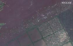 Foto dari Satelit Dampak Ledakan Bendungan Ukraina, Ribuan Rumah Terendam Air