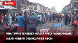 Pria Tewas Terseret Kereta Api di Pademangan, Jasad Korban Dievakuasi ke RSCM