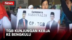Relawan Bentangkan Poster Ganjar-TGB Sambut Kedatangan Ketua Harian Nasional DPP Partai Perindo di Bengkulu<