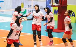 Selebrasi Atlet Voli Putri Indonesia Kalahkan Filipina 3-0