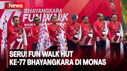 Intip Keseruan Fun Walk HUT ke-77 Bhayangkara di Monas, Diikuti Mahfud MD hingga Hasyim Asy'ari 