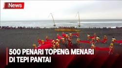 Pesona 500 Penari Topeng di Pantai Watu Pecak Lumajang, Hipnotis Wisatawan