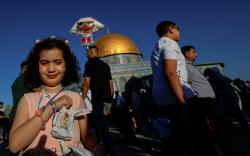 Senangnya Warga Muslim Palestina Rayakan Idul Adha di Masjid Al Aqsa
