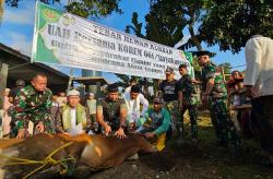 Korem 061 Surya Kencana Bogor Salurkan 54 Hewan Kurban di Wilayah Gempa Cianjur<