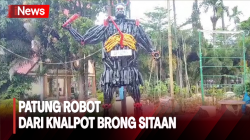 Unik! Polisi di Tana Toraja Buat Patung Robot Setinggi 3 Meter dari Knalpot Brong Hasil Sitaan 