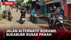 Dampak Proyek Tol Bocimi, Jalan Alternatif Koramil Sukabumi Rusak Parah<
