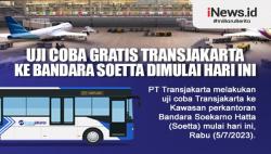 Infografis Uji Coba Gratis Transjakarta ke Bandara Soetta Dimulai Hari Ini