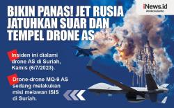 Infografis Jet Tempur Rusia Jatuhkan Suar dan Tempel Drone AS di Suriah
