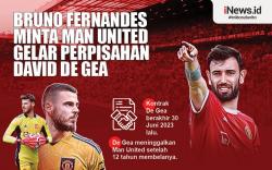 Infografis Bruno Fernandes Minta MU Gelar Laga Perpisahan David De Gea