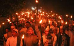 Ratusan Santri Pawai Obor Sambut 1 Muharram 1445 H